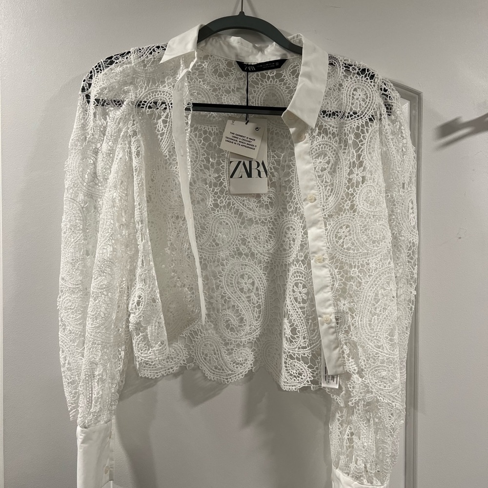 Zara Crochet White Blouse